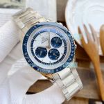 Replica Omega Speedmaster White & Blue Dial Stainless Steel Watch 42MM